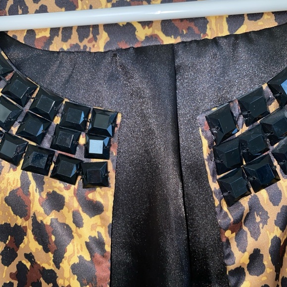 RARE Leopard Print Over Coat | Embellished Collar & Sleeves | Statement Piece - Picture 6 of 13